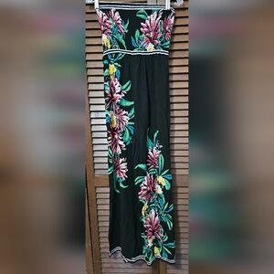 Flying Tomato Black & Pink Floral Jumpsuit Women's Boho Chic Size Small